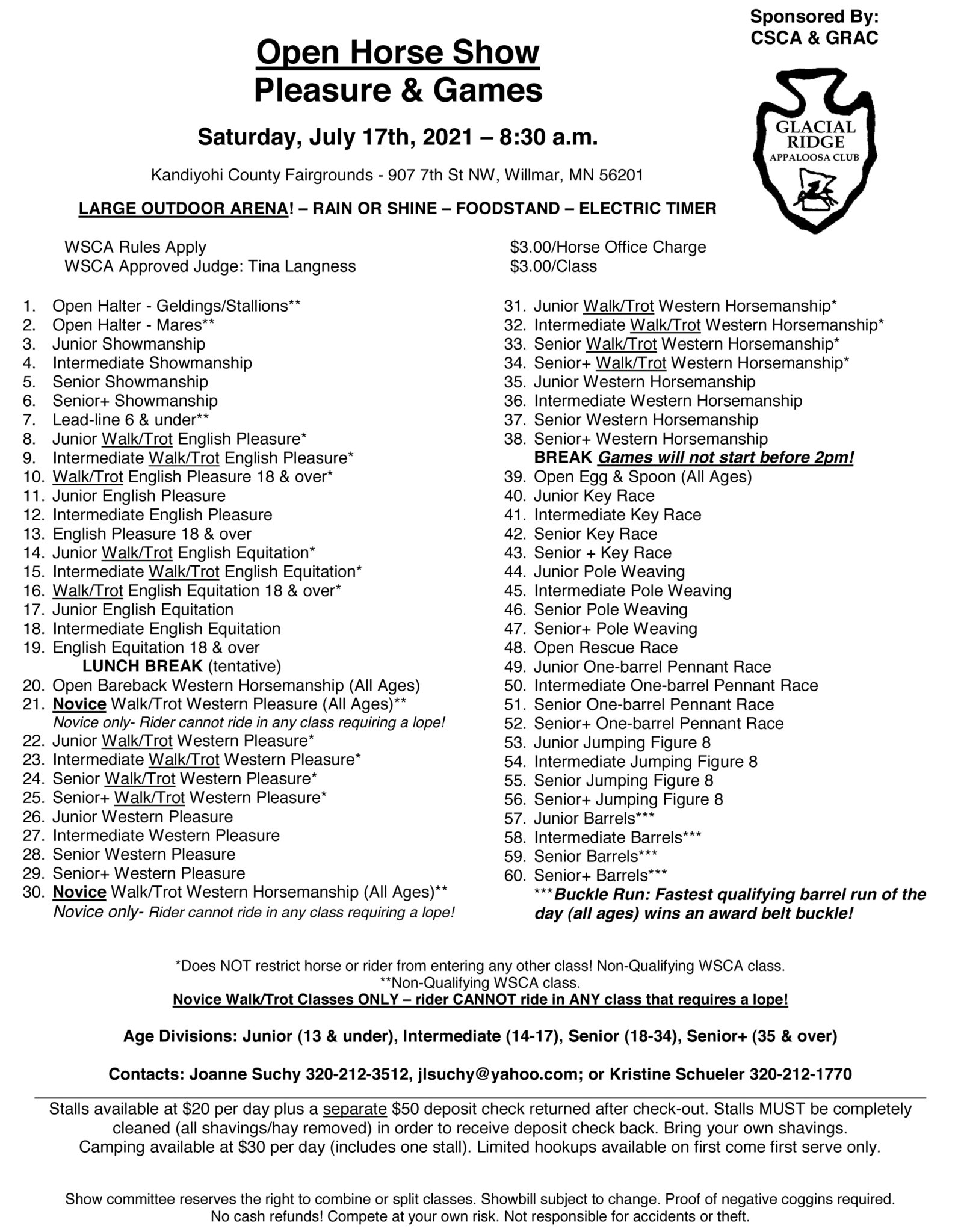 GRAC Open Horse Show WSCA On Deck Site