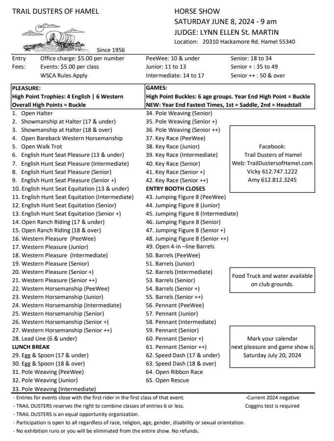 Trail Dusters of Hamel WSCA On Deck Site