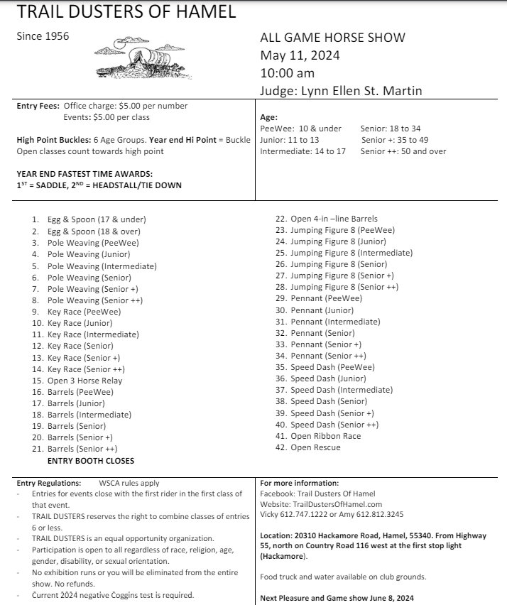 Trail Dusters of Hamel WSCA On Deck Site